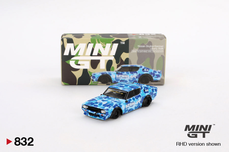 Mô hình xe Mini GT 1:64 Nissan Skyline Kenmeri Liberty Walk LBWK *A BATHING APE CROSSOVER - MGT00832