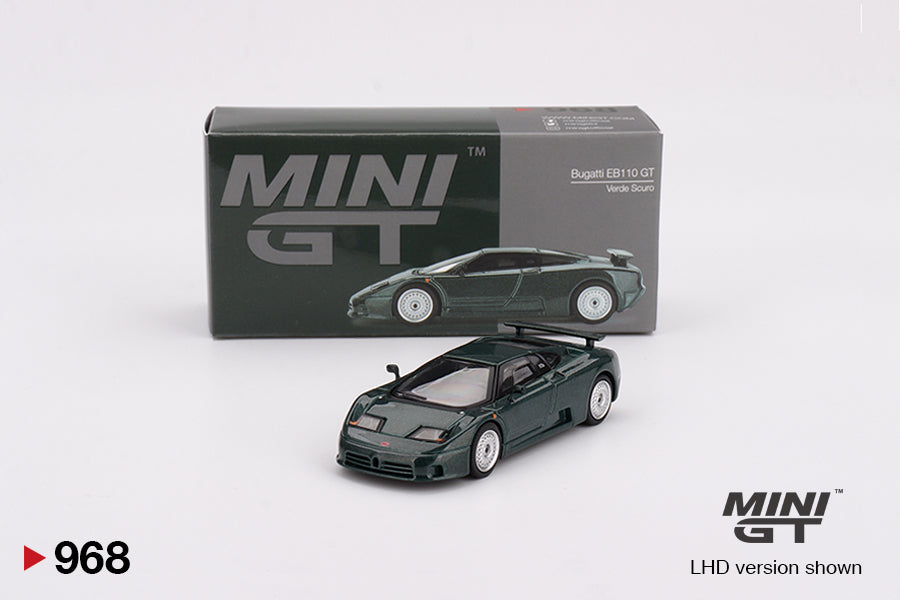Mô hình xe Mini GT 1:64 Bugatti EB110 GT Verde Scuro - MGT00968