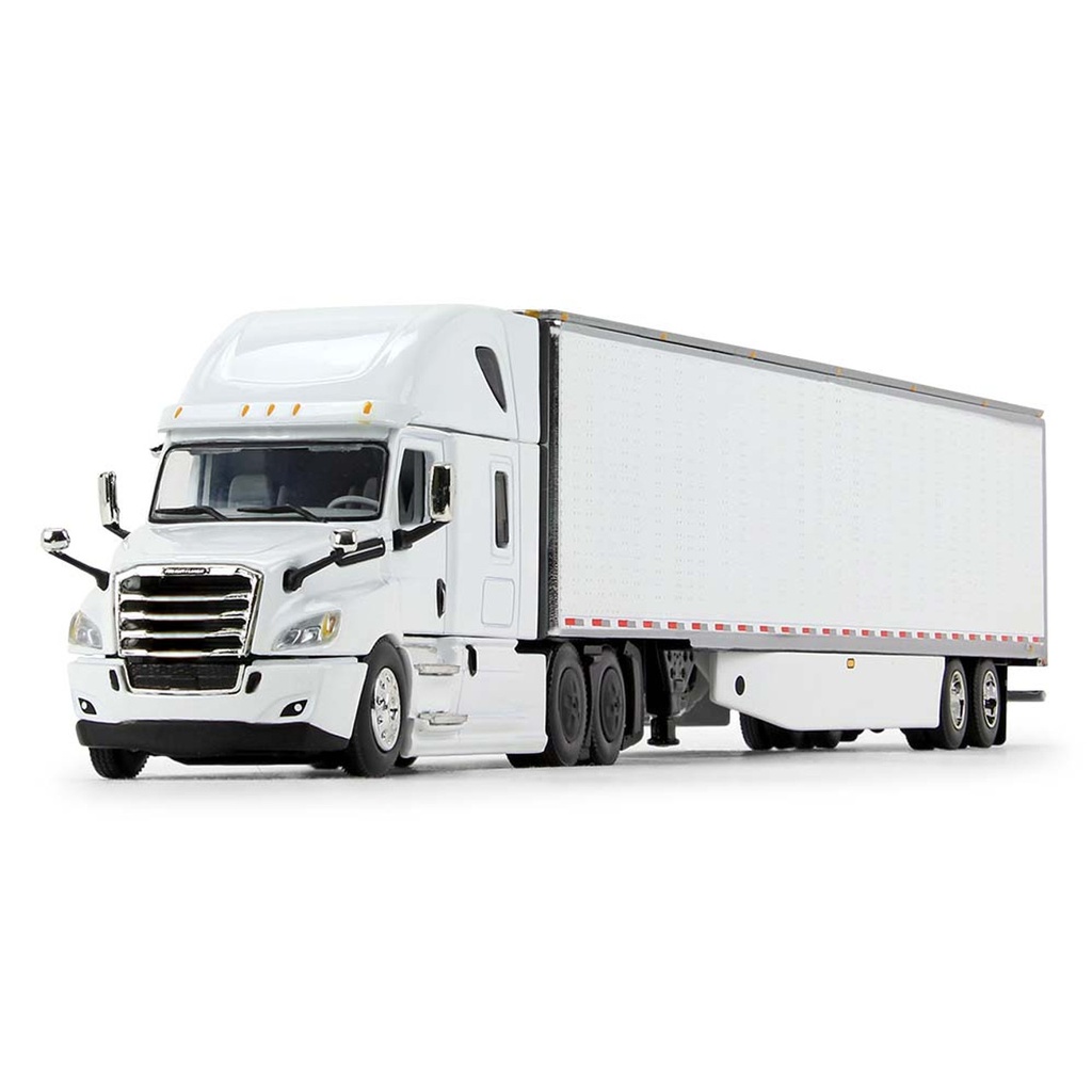  Mô hình xe DCP 1:64White/White Freightliner 2018 Cascadia High-Roof Sleeper & 53' Utility Trailer With Carrier Reefer 60-1055