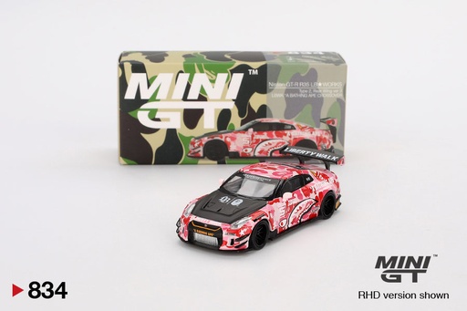 [MGT00834] Mô hình xe Mini GT 1:64 Nissan GT-R R35 LB★WORKS Type 2, Rear Wing ver 3 LBWK *A BATHING APE CROSSOVER - MGT00834