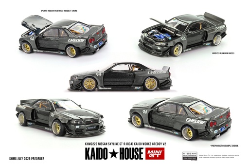 [KHMG222] [PRE-SALE 11/2025] Mô hình xe MINI GT 1/64 NISSAN SKYLINE GT-R R34 KAIDO WORKS GREDDY V2