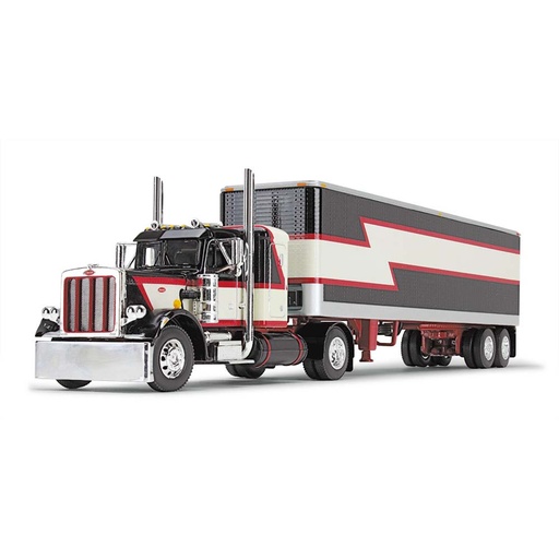  Mô hình xe DCP 1:64Black/Cream/Red Peterbilt Model 359 With 36" Flat Top Sleeper & 40' Vintage Trailer 60-1683